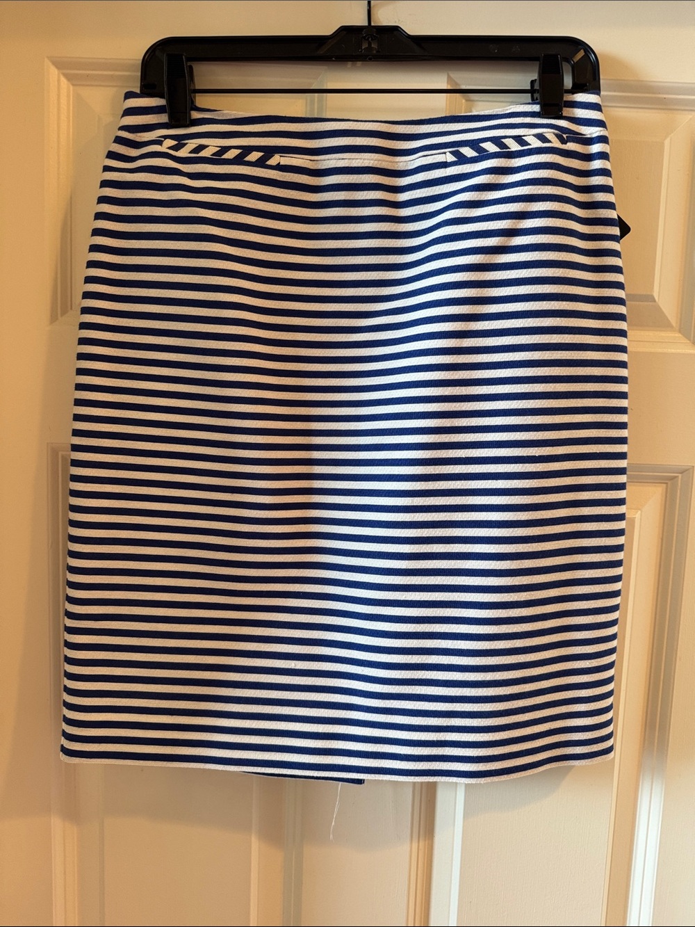 Halogen Navy and White Striped Pencil Skirt